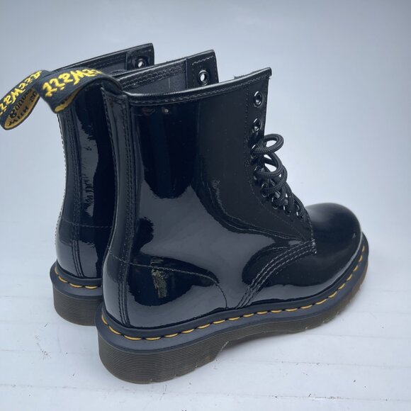 NEW Dr Martens 1460W Black Patent Leather Shiny 8 Eyelet Lace Up Boot 6 US 37 EU - Picture 2 of 16